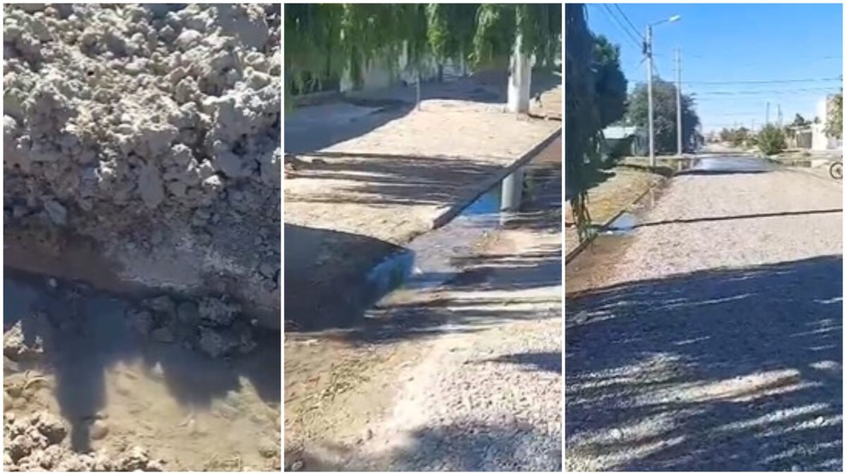 Vecinos de Trelew reclaman por una pérdida de agua que mantiene inundado un sector