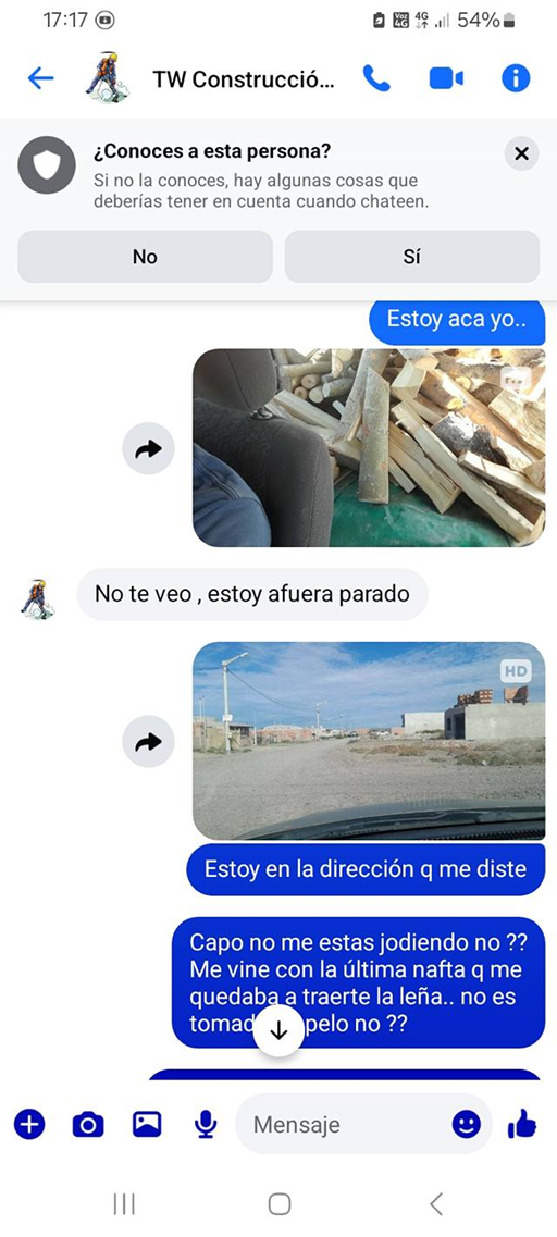 Captura de imagen compartida por el denunciante